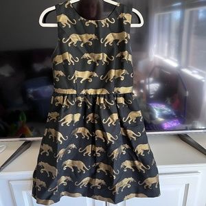 Anthropologie gold jaguar print dress